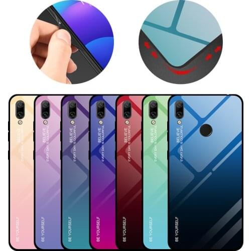 Gradient Tempered Glass Case For Huawei Honor 8X 20i 10i P30 Pro Mate20 Lite Y5 Y6 Y7 Prime 2018 Y9 P Smart Plus 2019 Back Cover