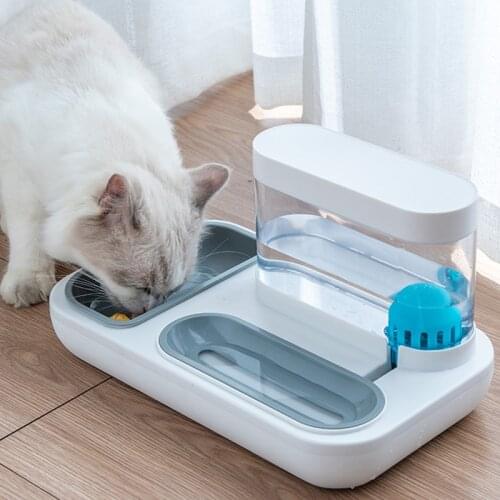 AMEIFU Cat Bowl Set Plastic Cats Water Fountain with Feeder Automatic Dog Drinker Safety Bowls for Dog Cat Pet Supplies