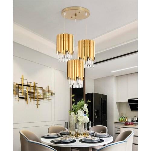 Small round gold k9 crystal led modern chandelier lighting for kitchen dining room bedroom bedside light luxury indoor lighting