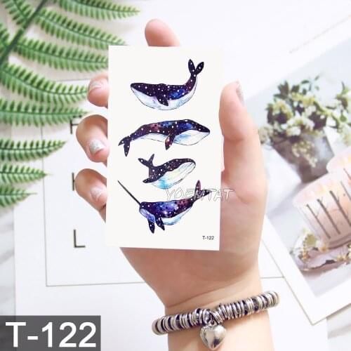 New body art tattoo Whale Mountain Sea Temporary Tattoo Sticker for Men Women Kid Fashion Body Art Waterproof Hand Fake Tatoo