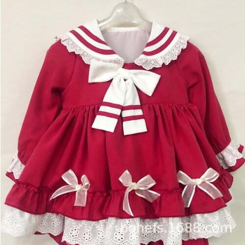 New Fashion Childrens long sleeve dress girl baby cotton Lolita style casual cake Dress