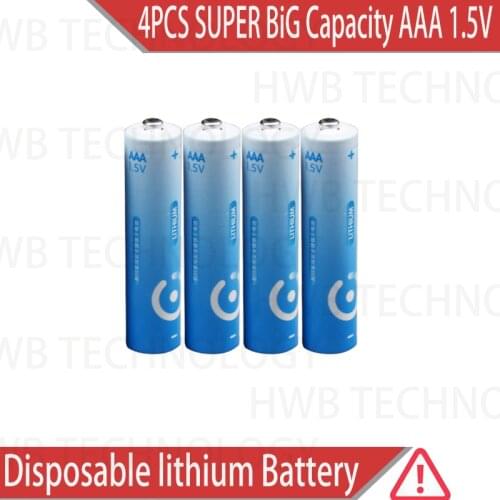 4 PCS/lot Brand New pushout SUPER Big Capacity AAA 1.5 V lithium iron batteries.High power Long shelf life free shipping