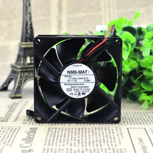 Original For NMB 3110KL-04W-B70 8025 8CM 12V 0.38A two-line ball cooling fan