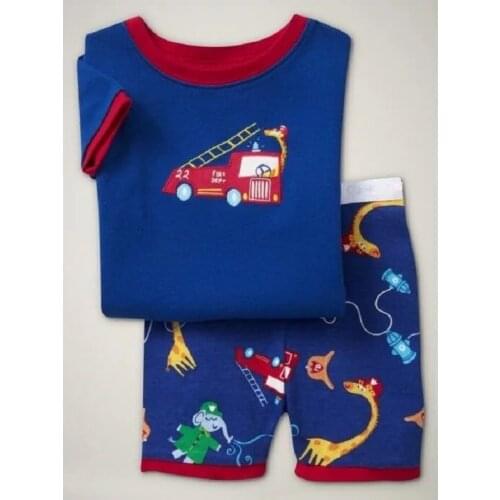 Hooyi Fire Engine Boys Pajamas Sets Childrens Pyjama Boys Sleepwear Suit Telescope Kids Pjamas home wear Costumes Nightgown