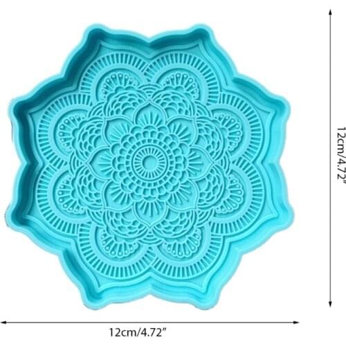 Mandala Coaster Epoxy Resin Mold Round Tray Cup Mat Casting Silicone Mould DIY Crafts Home Decoration Making Tools