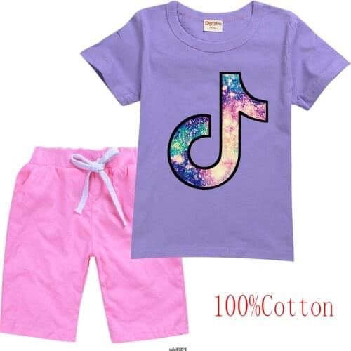 Tik Tok Fashion Boys clothing set kids Girls Tik Tok T shirt Print toddler Baby girl children suits Outfit 2-15Y