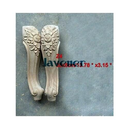 Z4 -35x8cm Wood Carved Onlay Applique Carpenter Decal Wood Working Carpenter Leg Decoration Flower