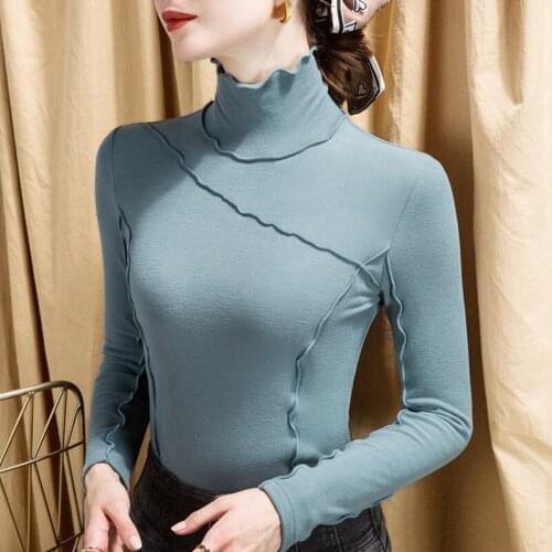 Korean Style Slim Long-sleeved Sexy T-shirt Women Autumn Spring Mesh Stitching Tops Fashion Shirt Kawaii Japanese Room Decor