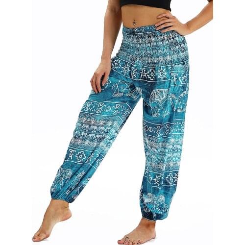 Womens Palazzo Yoga Harem Pants,Boho Vintage Hippie Bohemian Pilate Trousers with 2Pockets.Loose Casual Beach Trousers