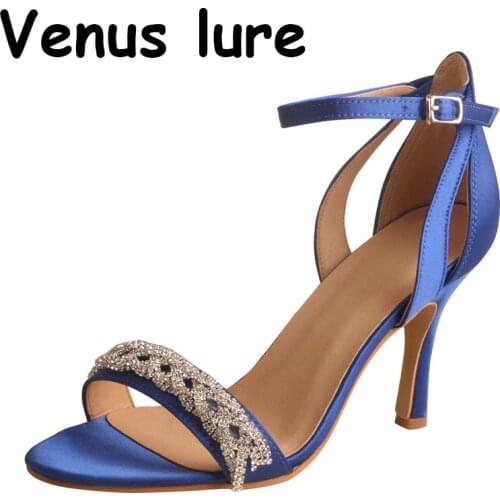 Venus lure Nigeria Ladies Party Shoes Sandals Royal Blue Stiletto Heel 9CM
