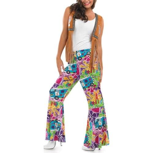 Women’s Retro 60s 70s Groovy Hippie Costume Flower Power Fancy Dress Costume