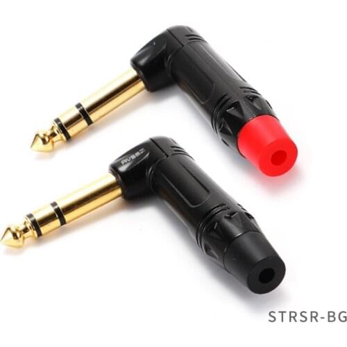 1Pcs pure copper gold-plated 6.5mm plug sophomore core mixer microphone L type 6.35 junior core straight elbow