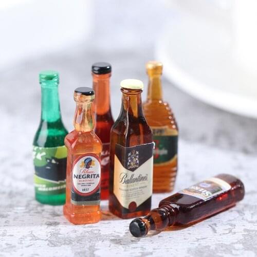 10Pcs 1:12 Dollhouse Miniature Toy Beer Wine Drink Bottle Doll Food Kitchen Toys