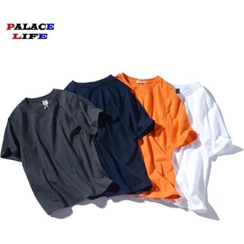 2020 New Solid color T Shirt Mens100% cotton Japanese Harajuku Cool Couple Clothes Plain Fashion Tops Tees Plus size S-5XL