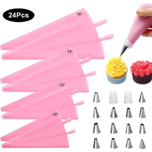 24 Pcs Decorating Nozzle 304 Stainless Steel Seamless Decorating Nozzle Cream Nozzle DIY Baking Decorating Tool