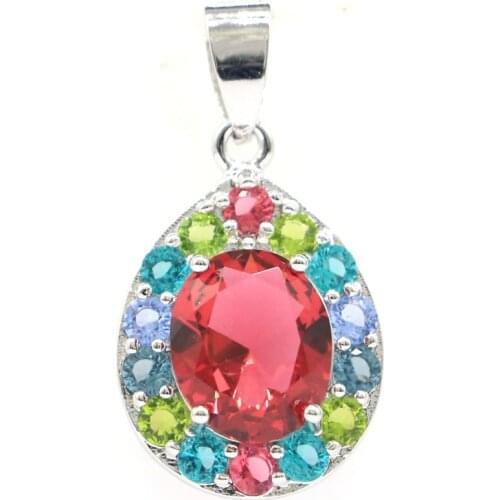 31x16mm 2019 Hot Sell Created Drop Shape Red Blood Ruby CZ Gift For Sister Silver Pendant