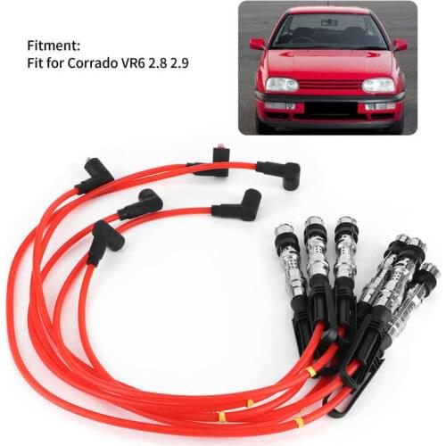 6Pcs Ignition Cable Spark Wire Cord 1J0998031 Fit for VW GOLF III Corrado VR6 2.8 2.9 with Pull Rod