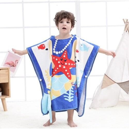 The New Kids Bath Robes Cute Cartoon Animal Bath Towel Cotton Soft Cap Beach Robe Quick Drying Bath Robe Baby Children Bathrobe