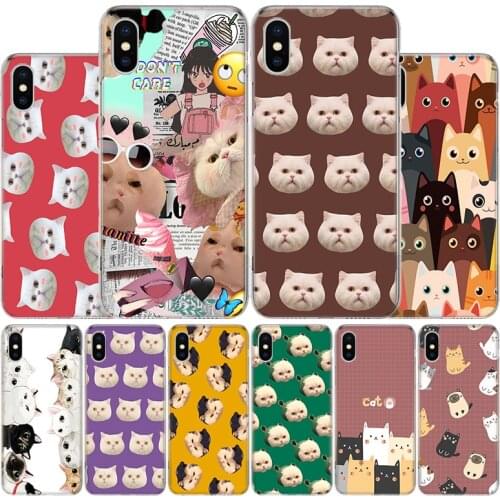 Funny Expression Cat Kitten Kitty Cover Phone Case For Apple iphone 11 12 Pro XR X XS Max 7 8 6 6S Plus + 7G 6G 5 SE 2020 Coque