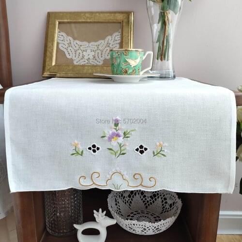 Color Hand Embroidery Linen Cleaning Purple flowers Cloths Kitchen Bathroom Towels