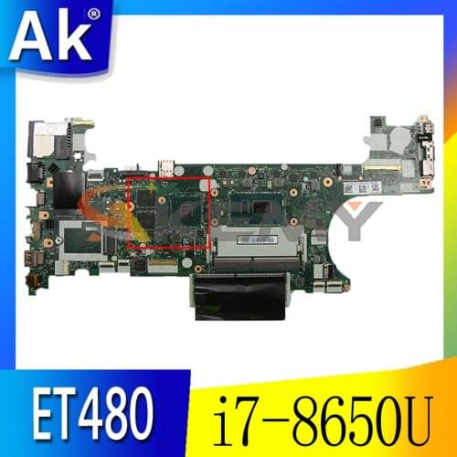 For ThinkPad T480 laptop motherboard ET480 NM-B501 W/ CPU i7-8650U MX150 2GB GPU tested OK FRU 01YR342 01YR351 Mainboard