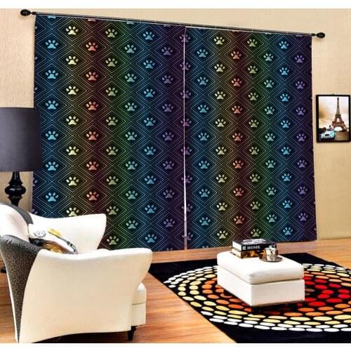 European 3D Curtains Color plaid pattern design Curtains For Living Room Bedroom Customized size