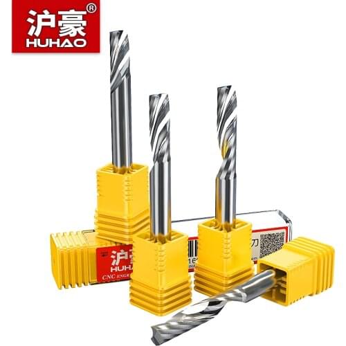 HuHao 1pc 5mm 8mm Carbide Single Flute Spiral Endmill Router Bit For Acrylic MDF Wood Milling Cutter CNC Engraving Machine Tools