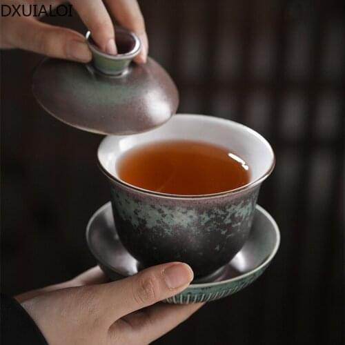 Sancai Tureen Ceramic Kung Fu Creative Tea A Crane Queens Cup Tea Bowl Gaiwan Ceramic Tureen Set Thick Porcelain Tea Set