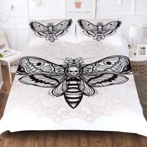 Black Head Moth Skull Bedding Set Kids Adults Twin Full Queen King Size Innovative Unique Designed 3D Printed Home Duvet Cover