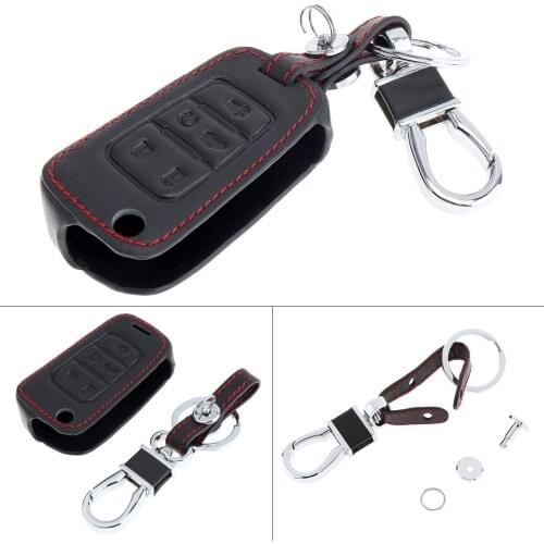 5 Buttons 3D Leather Car Key Cover Protector Holder with Hanging Buckle for Chevrolet Camaro Chevrolet Buick GMC 2010-2017