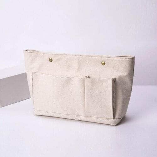 Multifunctional finishing bag female portable cosmetic bag cotton canvas bag inner bag