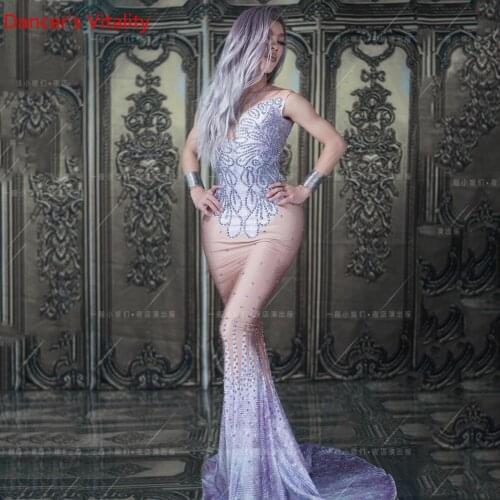 Car Model Show Nightclub Bar Sexy Diamond Mullet Dress Performance Costume DS New DJ Pole Jazz Dance Women Singer Stage Wear