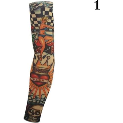 Unisex Fashion Elastic Tattoo Sleeves Arm Warmers Outdoor Uv Protection Fake Arm Sleeve Sports Tattoo Cycling B5I1