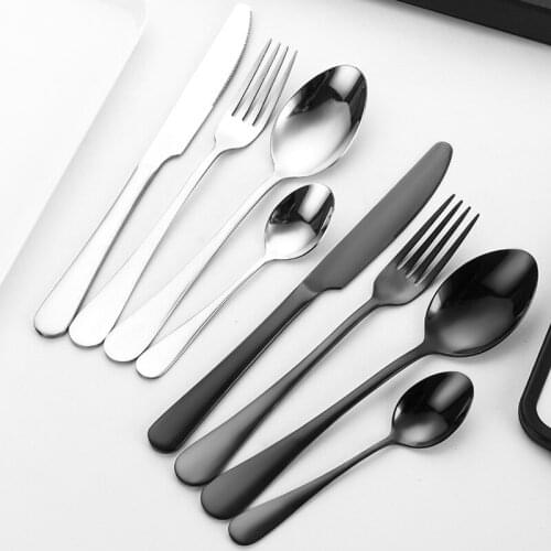 4pcs/Set Kitchen Tableware Cutlery Set Silver Cutlery Kit Stainless Steel Western Dinner Set Fork Tea Dinner Spoon Knife Gift