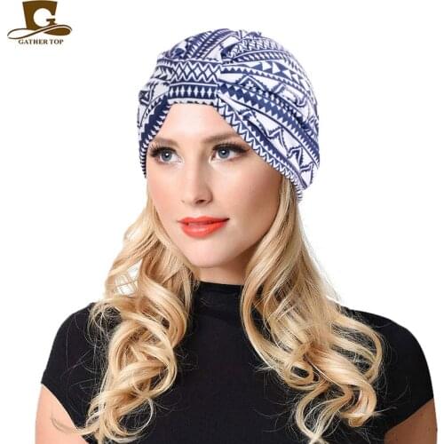 New Floral Print Turban Pre-knotted Style With Elastic Banadans For Women Cancer Headwrap Chemo Cap Soft Headcover