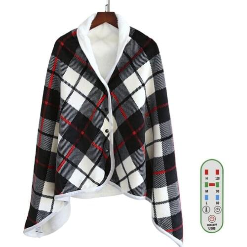 Adjustable Timing USB Electric Heated Blanket Warm Shawl Flannel Throw Blanket 140x80cm Winter Warm Home Heating Blanket