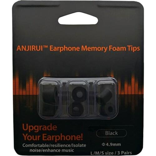 ANJIRUI original foam tips T400 4.9mm caliber ear pads/cover T500 3pairs memory sponge ear style for in-ear style earphone ear