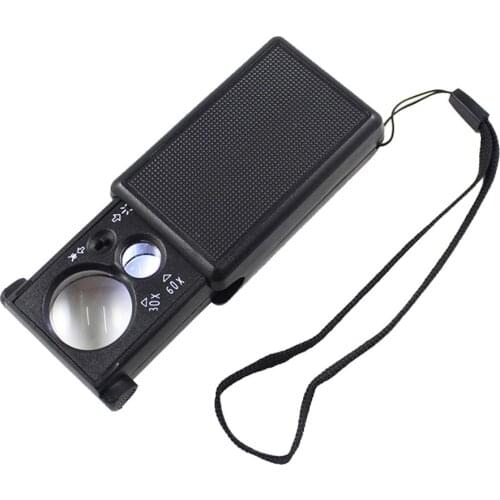 Portable 30X 60X Pull-type Jewelry Magnifier Glass With LED Optical Lens Loupe Light for Jewelry Watch Repair Tools
