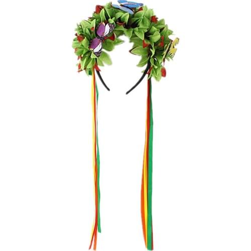 Day of the Dead Headband, Mexican Lily Flower Ribbon Headpiece for Women Young Ladies
