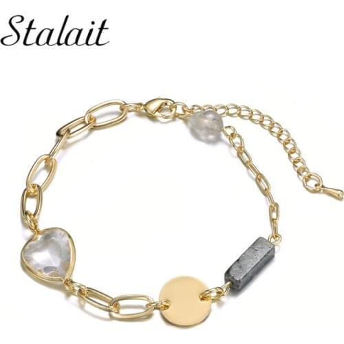 Crystal Charm Bracelets Gold Chain Round Clear Bead Women Accessories Designer Bling Heart Bracelet Luxury Wholesale Jewelry