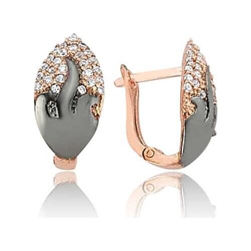 Silverlina Silver Dry Leaf Pattern Earrings