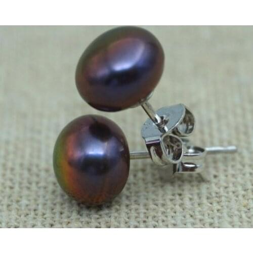 Unique Pearls jewellery Store Brown Color Freshwater Pearl Stud Earring Charming Women Gift Pearl Jewelry