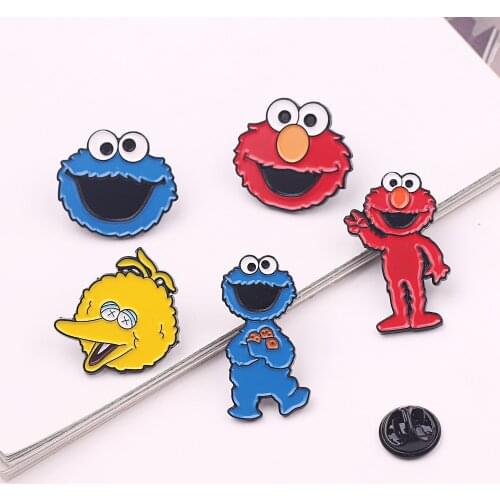 Sesame street Brooch Badge elmo cookie monster Enamel pin metal anime cartoon brooches Lapel pin cosplayJewelry collection