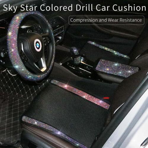 Universal Size Ice silk breathable Car Seat Cover Non-slip Flashing Diamond Front Rear Protector Mat Pad Auto accessories