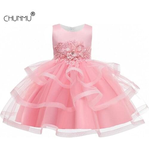 Flower Girls Dresses For Party Wedding Dresses Elegant Lace Embroidery Princess Sleeveless Tutu Dress For Girls Clothes