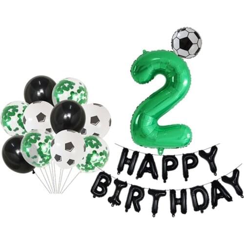 25pcs/set Soccer Jersey Football Foil Balloons Green Number Balloon Boy 1 2 3 4 5 6 Year Birthday Party decor Kids Toy Air balls
