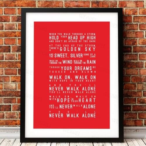 You'll Never Walk Alone Lyrics Canvas Art Print Poster Liverpool Football Club Canvas Nordic Style Painting Home Wall Decoration