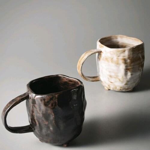 High-value stoneware coffee mug creative personality trend Japanese household ceramic cup office retro drinking cup 220ml