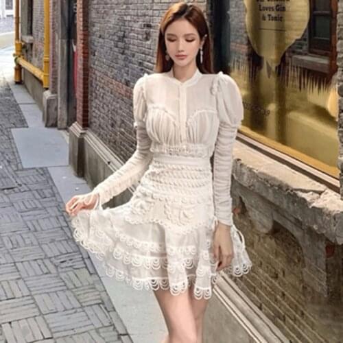 2021 New Summer Runway Desinger Party Dress Women European American Heavy Industry Embroidery Hollow Out Dress