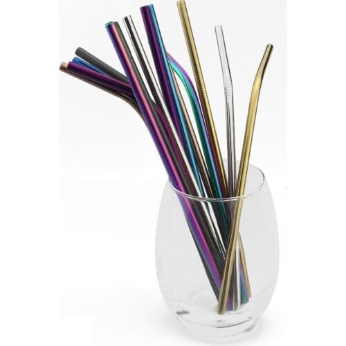 2/4/8Pcs Metal Straw Colorful Reusable Metal High Quality Drinking Straws 304 Stainless Steel Sturdy Bent Straight Drinks Straw